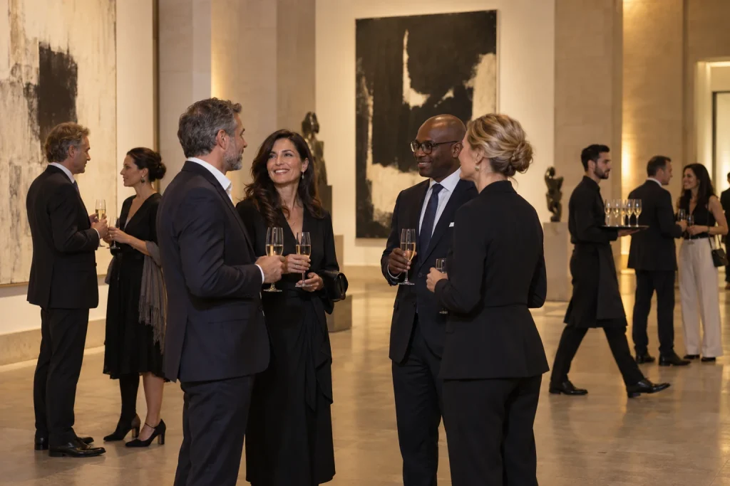 Réception corporative dans une galerie d’art